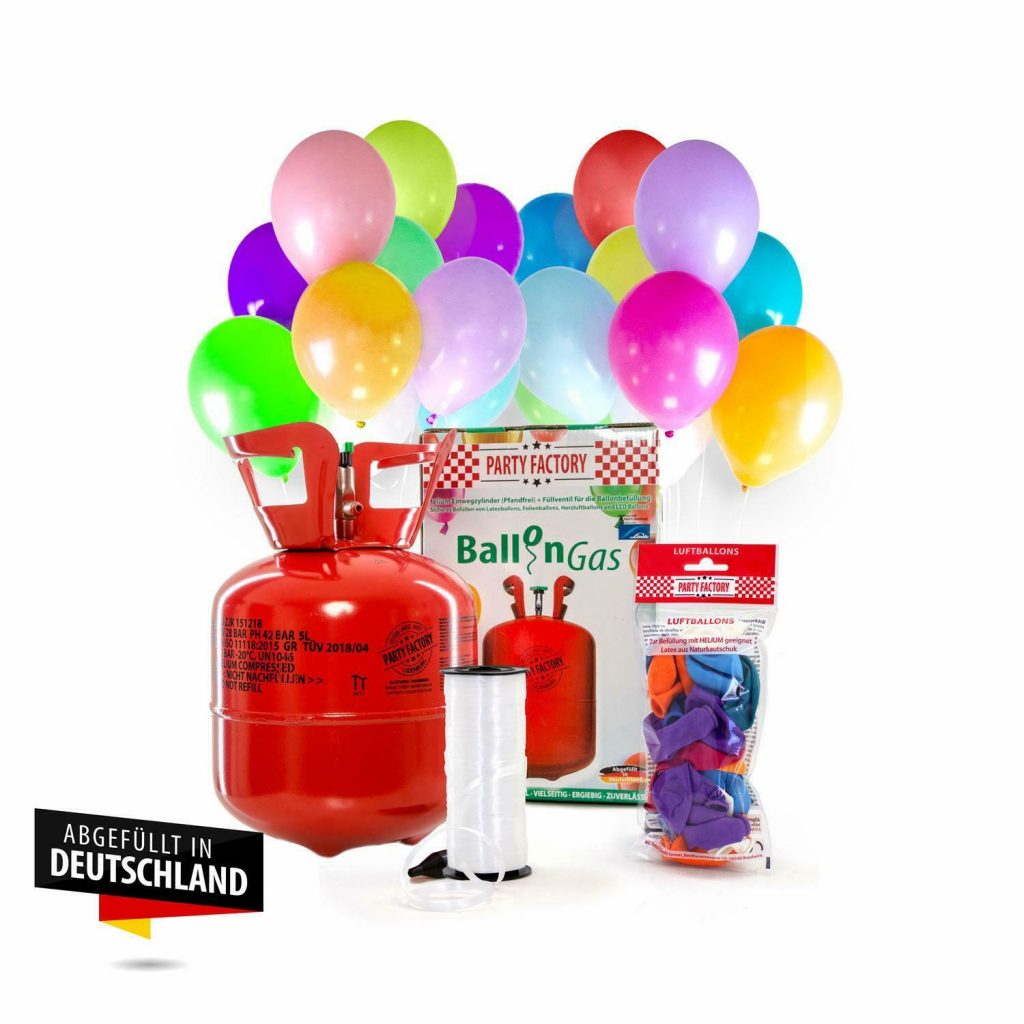 Ballongas Helium Im Set Mit 20 Luftballons Einwegflasche Heliumgas 0