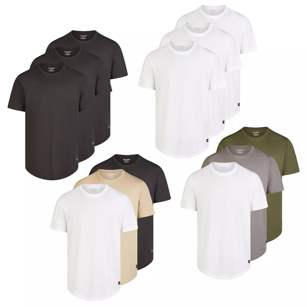 Jack & Jones 3er Pack Herren T-Shirt lang 100% Bio-Baumwolle Regular Fit JJENOA für 27,99€ inkl. Versand!