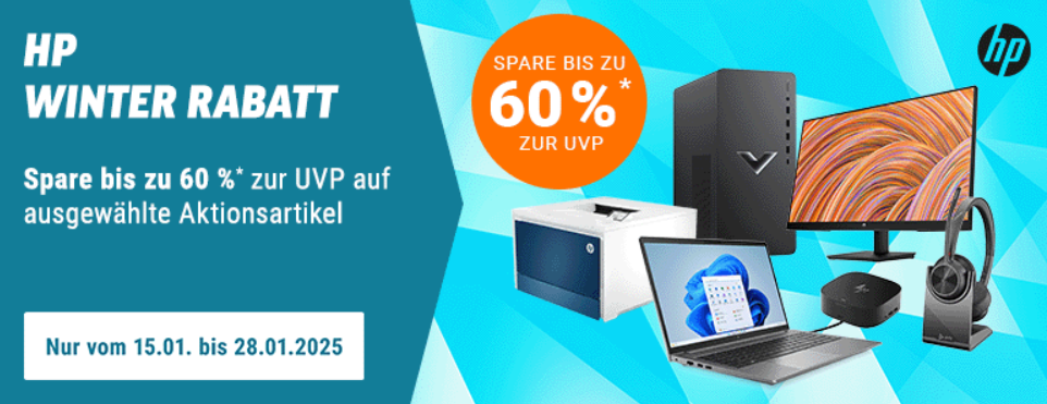 HP WINTER RABATT bei Notebooksbilliger – spart bis 60% auf ausgewählte Aktionsartikel!