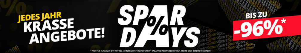 SparDays bei SportSpar mit bis zu 96% Rabatt auf ausgewählte Artikel!