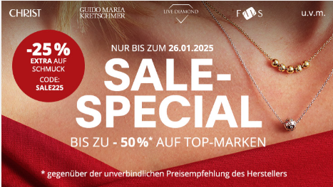 Christ.de – SALE SPECIAL – bis 50% Rabatt auf Top-Marken + 25% Extra-Rabatt auf ausgewählte Schmuckstücke!