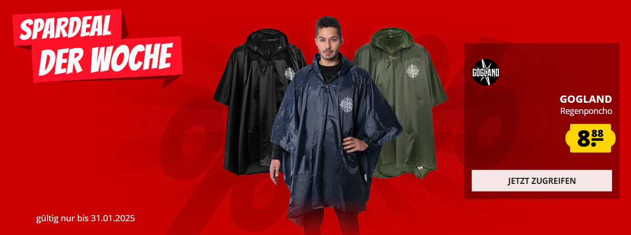 Spardeal der Woche bei SportSpar – GOGLAND® Monsun Regenponcho für 8,88€!